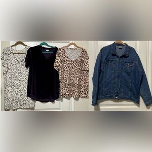 2x bundle 3 shirts and a jean jacket